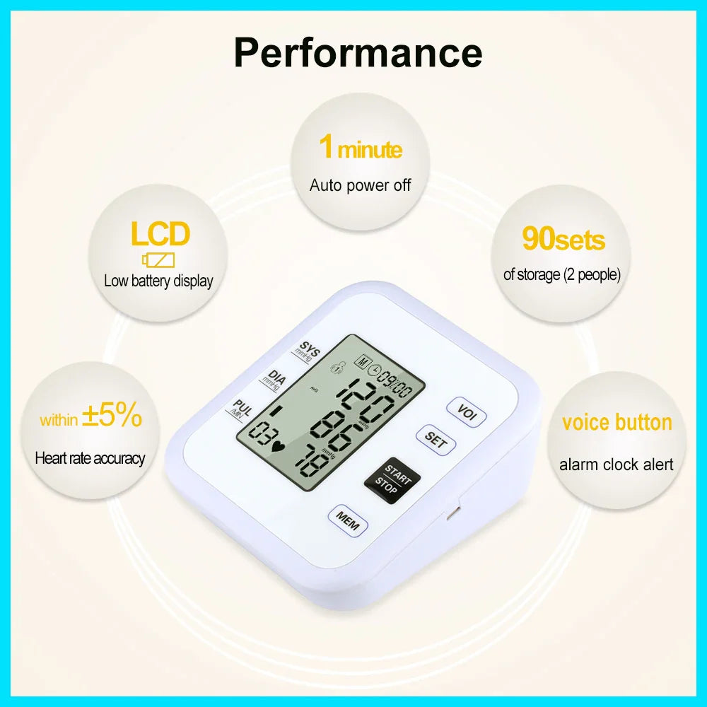 Arm Blood Pressure Monitor Heart Rate Pulse Meter Digital Device