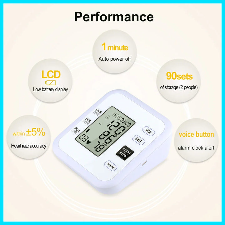 Arm Blood Pressure Monitor Heart Rate Pulse Meter Digital Device