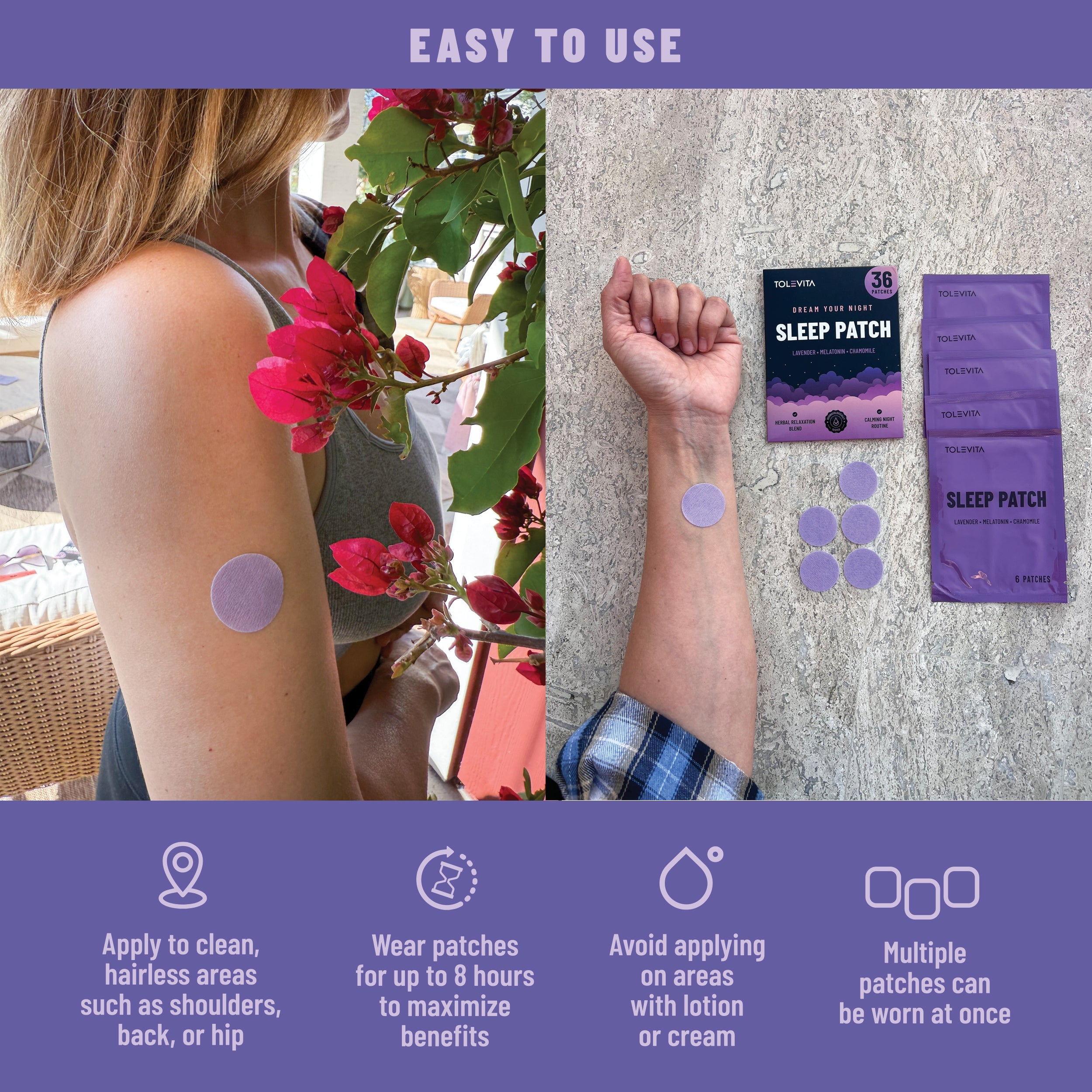 Natural Sleep Patches with Melatonin Lavender Herbal Extracts Aid