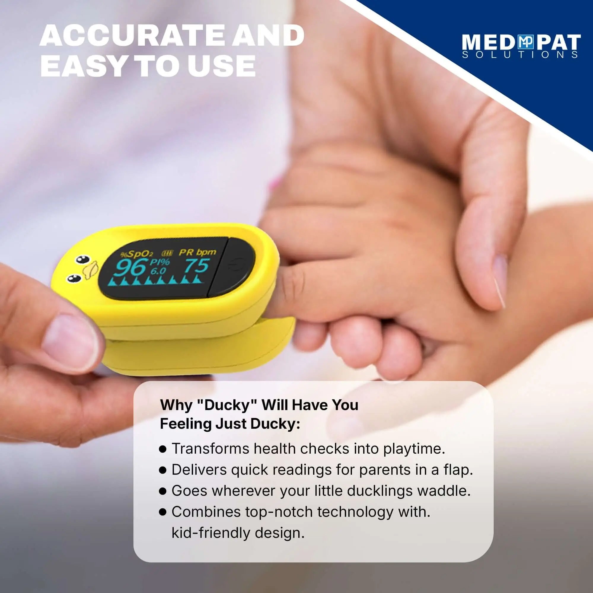 Med Pat Ducky Kids Pulse Oximeter Fast SPO2 Heart Rate