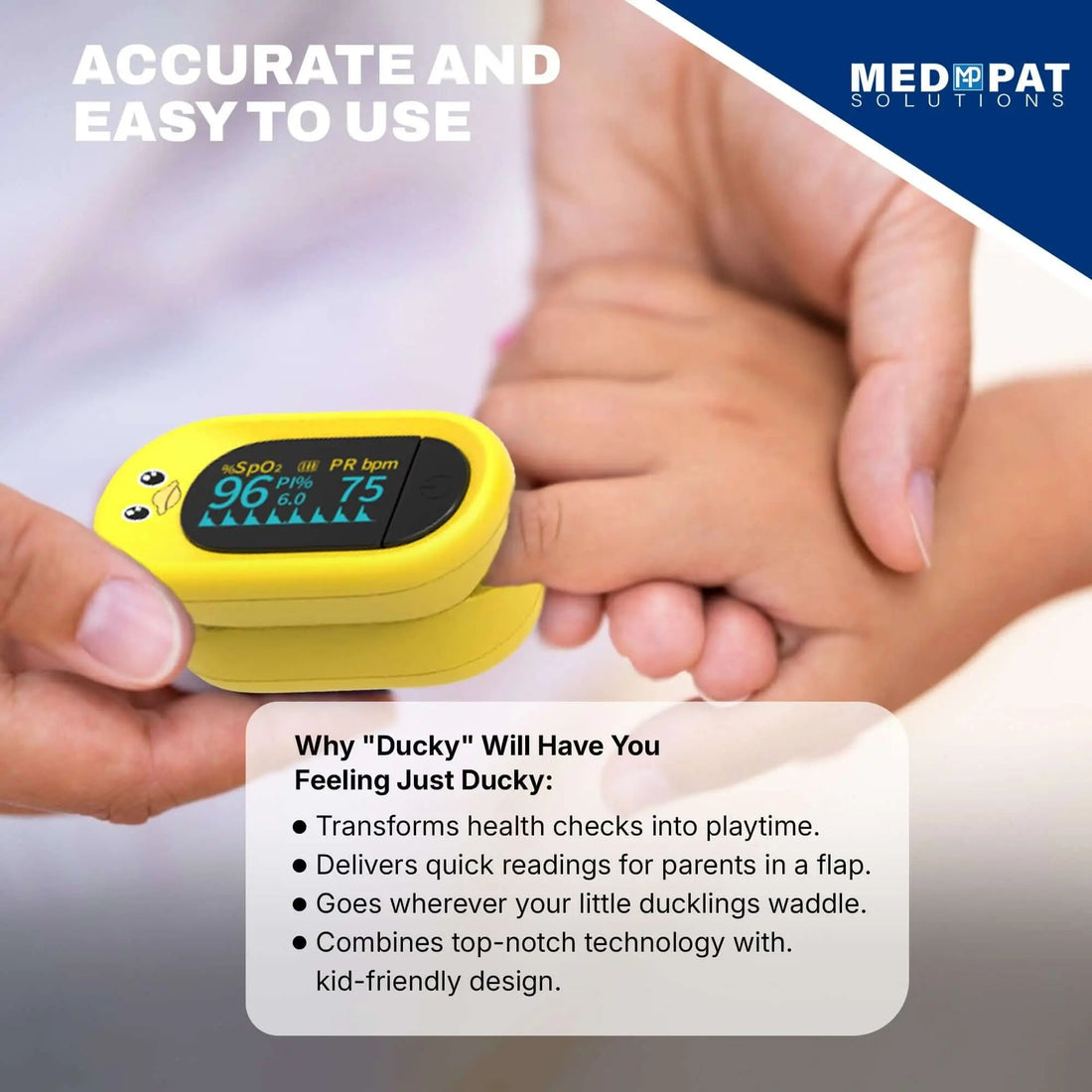 Med Pat Ducky Kids Pulse Oximeter Fast SPO2 Heart Rate