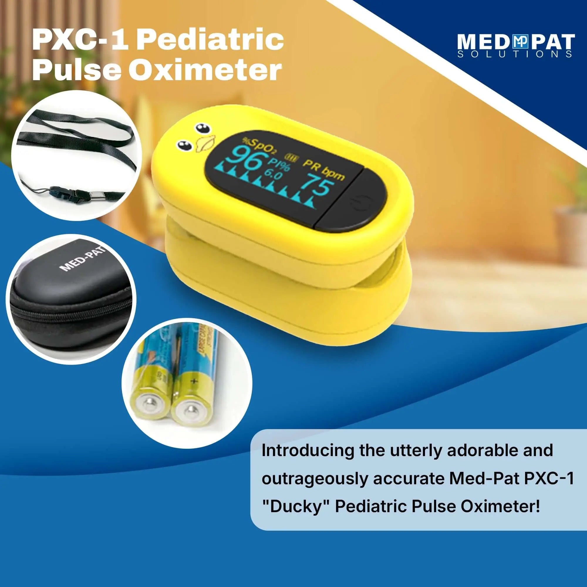 Med Pat Ducky Kids Pulse Oximeter Fast SPO2 Heart Rate